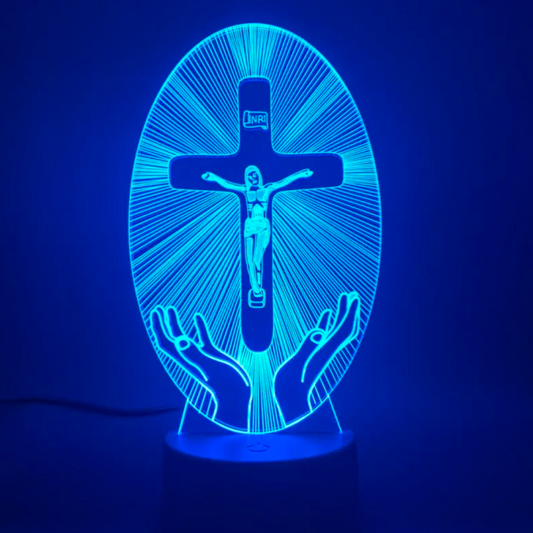 Lámpara Nocturna 3D Ilusión de Cruz de Acrílico LED